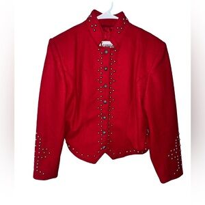Diamond leathers Chic Red Studded Women's Blazer
